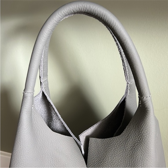 NWOT Gray Leather Tote Bag - Picture 2 of 12